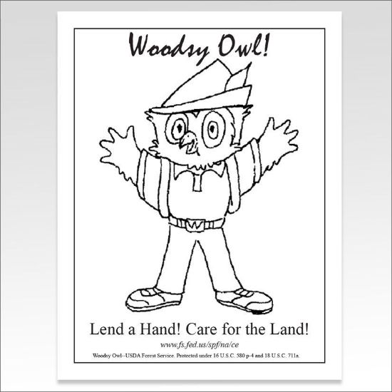 Picture of Woodsy Owl's "Lend a Hand # 1" Coloring Sheet