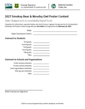 Picture of 2027 Smokey Bear & Woodsy Owl Poster Contest State Chairperson's Accountability Report Form