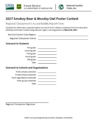 Picture of 2027 Smokey Bear & Woodsy Owl Poster Contest Regional Chairperson's Accountability Report Form