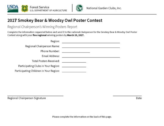 Picture of 2027 Smokey Bear & Woodsy Owl Poster Contest Regional Chairperson's Winning Posters Report