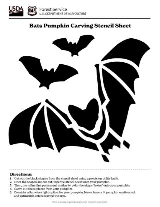 Picture of Bats Pumpkin Carving Stencil Sheet Digital Download